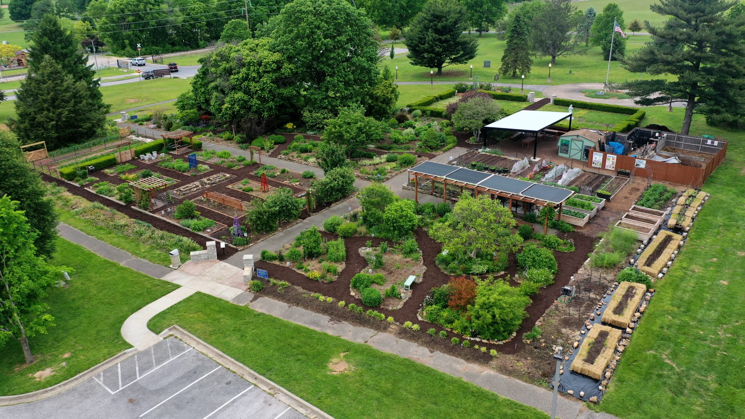 Aerial view of the Master Gardeners Demonstration Garden